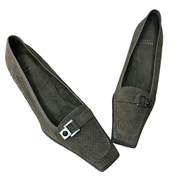 STUART WEITZMAN DARK BROWN SUEDE PUMP HEEL DECORATIVE BUCKLE‎ WOMEN'S SIZE 7.5 - Picture 14 of 14